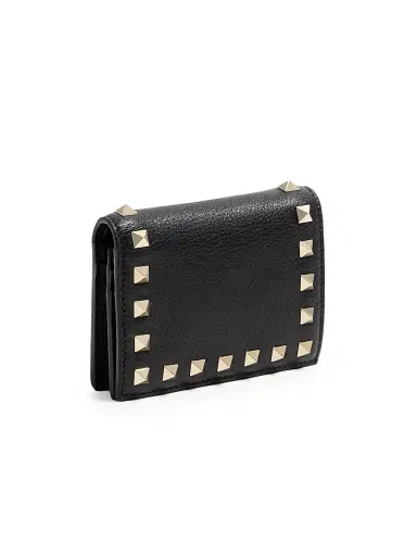 Valentino Garavani Women's Rockstud Grainy Calfskin Wallet - Black | Thumbnail 3 Valentino Garavani Women's Rockstud Grainy Calfskin Wallet - Black | Thumbnail 3
