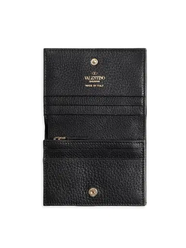 Valentino Garavani Women's Rockstud Grainy Calfskin Wallet - Black | Thumbnail 4 Valentino Garavani Women's Rockstud Grainy Calfskin Wallet - Black | Thumbnail 4