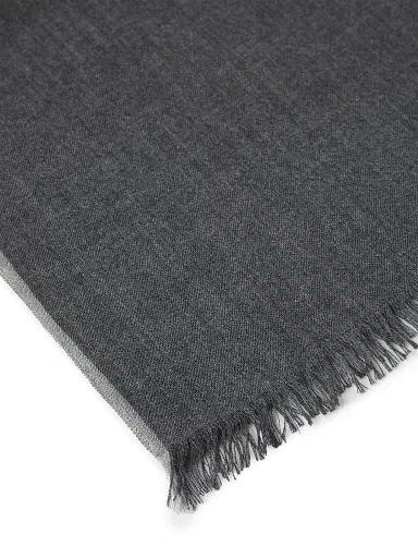 Brunello Cucinelli Men's Cashmere and Cotton Scarf with Selvedge - Lead | Thumbnail 3 Brunello Cucinelli Men's Cashmere and Cotton Scarf with Selvedge - Lead | Thumbnail 3