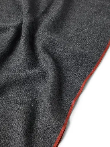 Brunello Cucinelli Men's Cashmere and Cotton Scarf with Selvedge - Lead | Thumbnail 4 Brunello Cucinelli Men's Cashmere and Cotton Scarf with Selvedge - Lead | Thumbnail 4