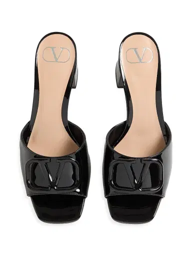 Valentino Garavani Women's VLogo Signature 60MM Patent Leather Slide Sandals - Black - Size 12 | Thumbnail 4 Valentino Garavani Women's VLogo Signature 60MM Patent Leather Slide Sandals - Black - Size 12 | Thumbnail 4