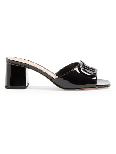 Valentino Garavani Women's VLogo Signature 60MM Patent Leather Slide Sandals - Black - Size 12 | Thumbnail 1 Valentino Garavani Women's VLogo Signature 60MM Patent Leather Slide Sandals - Black - Size 12 | Thumbnail 1