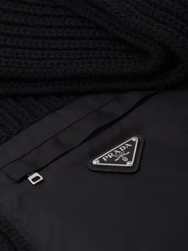 Prada Men's Re-Nylon Gabardine And Wool Scarf | Thumbnail 3 Prada Men's Re-Nylon Gabardine And Wool Scarf | Thumbnail 3