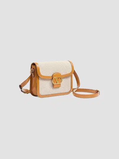 Valentino Garavani Women's 9 to 5 Canvas Shoulder Bag - Natural Golden Cuir | Thumbnail 3 Valentino Garavani Women's 9 to 5 Canvas Shoulder Bag - Natural Golden Cuir | Thumbnail 3
