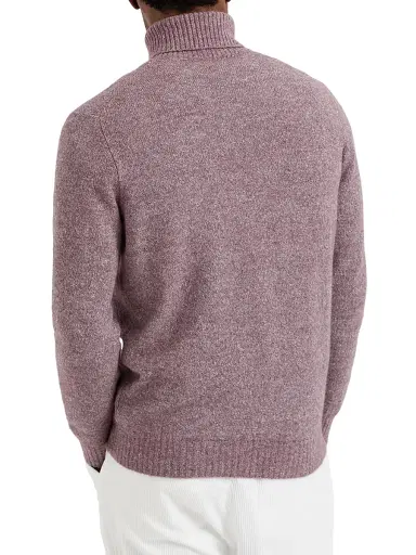 Brunello Cucinelli Men's Flecked Alpaca, Cotton and Wool Turtleneck Sweater - Light Purple | Thumbnail 3 Brunello Cucinelli Men's Flecked Alpaca, Cotton and Wool Turtleneck Sweater - Light Purple | Thumbnail 3