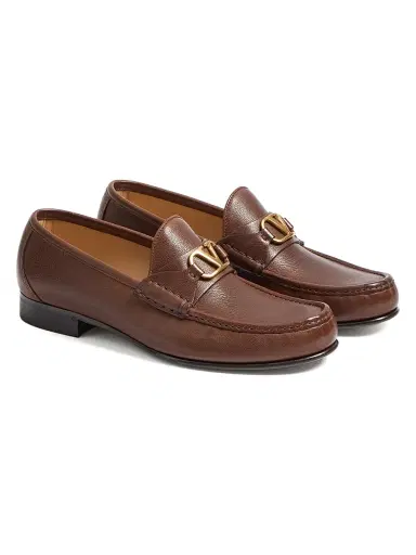 Valentino Garavani Men's VLogo Signature Buffalo Loafers - Bark Brown - Size 6 | Thumbnail 2 Valentino Garavani Men's VLogo Signature Buffalo Loafers - Bark Brown - Size 6 | Thumbnail 2