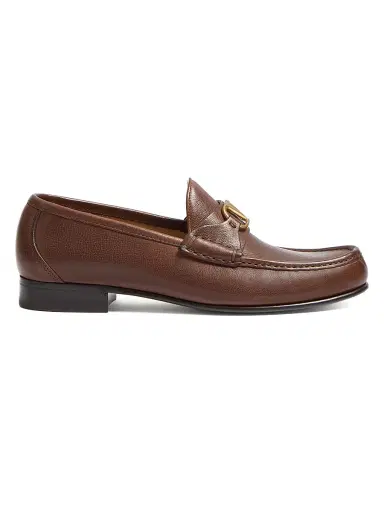 Valentino Garavani Men's VLogo Signature Buffalo Loafers - Bark Brown - Size 6 | Thumbnail 1 Valentino Garavani Men's VLogo Signature Buffalo Loafers - Bark Brown - Size 6 | Thumbnail 1