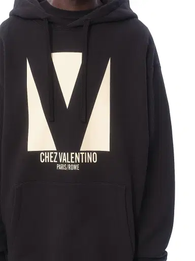 Valentino Garavani Men's Cotton Hooded Sweatshirt with Chez Print - Black | Thumbnail 7 Valentino Garavani Men's Cotton Hooded Sweatshirt with Chez Print - Black | Thumbnail 7