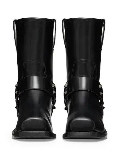 Valentino Garavani Women's Rockstud 40MM Calfskin Biker Ankle Boots - Black | Thumbnail 4 Valentino Garavani Women's Rockstud 40MM Calfskin Biker Ankle Boots - Black | Thumbnail 4