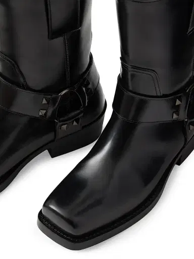 Valentino Garavani Women's Rockstud 40MM Calfskin Biker Ankle Boots - Black | Thumbnail 5 Valentino Garavani Women's Rockstud 40MM Calfskin Biker Ankle Boots - Black | Thumbnail 5