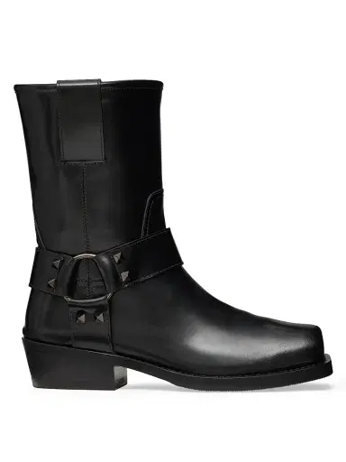 Valentino Garavani Women's Rockstud 40MM Calfskin Biker Ankle Boots - Black | Thumbnail 1 Valentino Garavani Women's Rockstud 40MM Calfskin Biker Ankle Boots - Black | Thumbnail 1