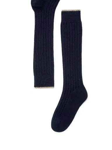 Brunello Cucinelli Men's Cashmere Rib Knit Socks - Navy Blue | Thumbnail 2 Brunello Cucinelli Men's Cashmere Rib Knit Socks - Navy Blue | Thumbnail 2