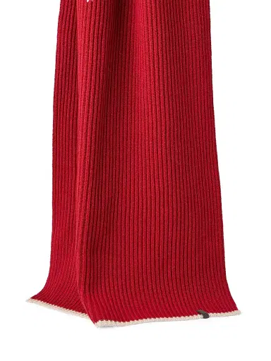 Brunello Cucinelli Women's Cashmere English Rib Knit Scarf with Monili - Red | Thumbnail 2 Brunello Cucinelli Women's Cashmere English Rib Knit Scarf with Monili - Red | Thumbnail 2