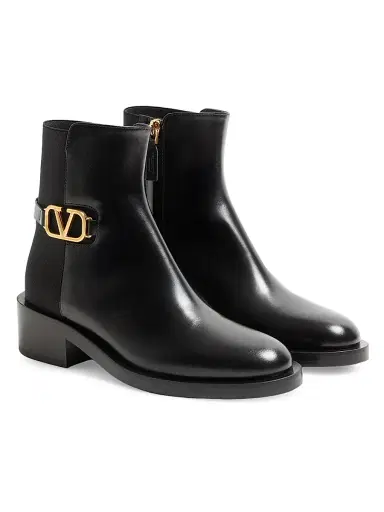 Valentino Garavani Women's VLogo Signature Calfskin Ankle Boots 30 MM - Black - Size 5.5 | Thumbnail 2 Valentino Garavani Women's VLogo Signature Calfskin Ankle Boots 30 MM - Black - Size 5.5 | Thumbnail 2