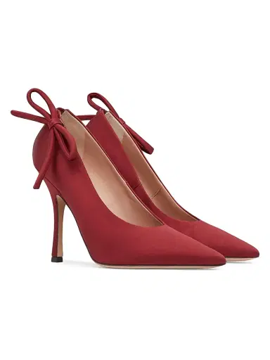 Valentino Garavani Women's Nite-Out Satin 110MM Pumps - Maroon | Thumbnail 2 Valentino Garavani Women's Nite-Out Satin 110MM Pumps - Maroon | Thumbnail 2
