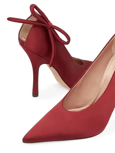 Valentino Garavani Women's Nite-Out Satin 110MM Pumps - Maroon | Thumbnail 5 Valentino Garavani Women's Nite-Out Satin 110MM Pumps - Maroon | Thumbnail 5