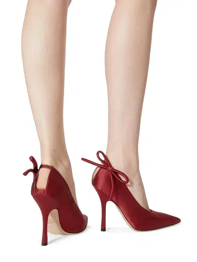 Valentino Garavani Women's Nite-Out Satin 110MM Pumps - Maroon | Thumbnail 6 Valentino Garavani Women's Nite-Out Satin 110MM Pumps - Maroon | Thumbnail 6