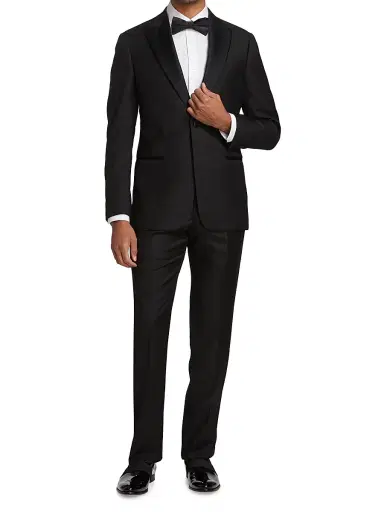 Emporio Armani Men's Peak Lapel Single-Button Suit - Black | Thumbnail 3 Emporio Armani Men's Peak Lapel Single-Button Suit - Black | Thumbnail 3