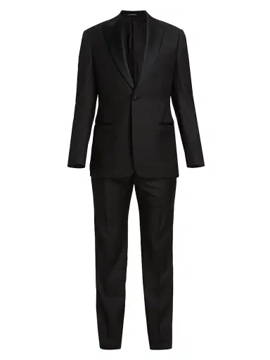 Emporio Armani Men's Peak Lapel Single-Button Suit - Black | Thumbnail 1 Emporio Armani Men's Peak Lapel Single-Button Suit - Black | Thumbnail 1