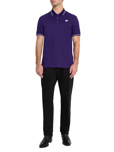 Versace Men's Medusa Pop Piqué Polo - Deep Purple | Thumbnail 2 Versace Men's Medusa Pop Piqué Polo - Deep Purple | Thumbnail 2