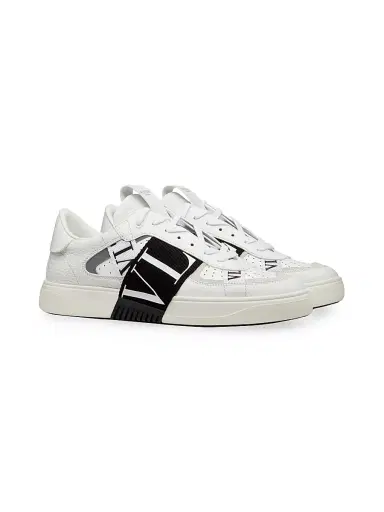 Valentino Garavani Men's Low-Top Calfskin VL7N Sneakers With Bands - White Black - Size 14 | Thumbnail 2 Valentino Garavani Men's Low-Top Calfskin VL7N Sneakers With Bands - White Black - Size 14 | Thumbnail 2