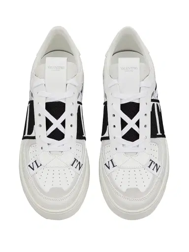 Valentino Garavani Men's Low-Top Calfskin VL7N Sneakers With Bands - White Black - Size 14 | Thumbnail 4 Valentino Garavani Men's Low-Top Calfskin VL7N Sneakers With Bands - White Black - Size 14 | Thumbnail 4