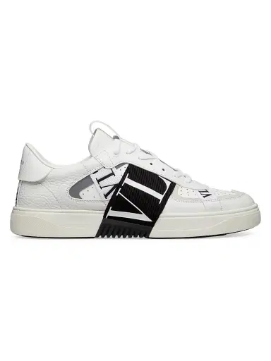 Valentino Garavani Men's Low-Top Calfskin VL7N Sneakers With Bands - White Black - Size 14 | Thumbnail 1 Valentino Garavani Men's Low-Top Calfskin VL7N Sneakers With Bands - White Black - Size 14 | Thumbnail 1