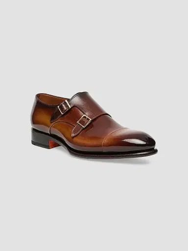 Santoni Men's Ira Double Monk Strap Leather Dress Shoes | Thumbnail 2 Santoni Men's Ira Double Monk Strap Leather Dress Shoes | Thumbnail 2