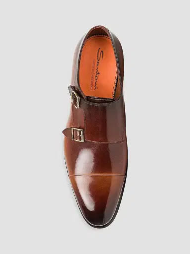 Santoni Men's Ira Double Monk Strap Leather Dress Shoes | Thumbnail 4 Santoni Men's Ira Double Monk Strap Leather Dress Shoes | Thumbnail 4