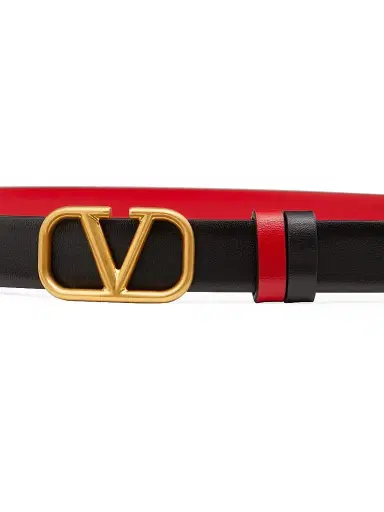 Valentino Garavani Women's Reversible Vlogo Signature Belt In Glossy Calfskin 20 MM - Black Pure Red | Thumbnail 2 Valentino Garavani Women's Reversible Vlogo Signature Belt In Glossy Calfskin 20 MM - Black Pure Red | Thumbnail 2