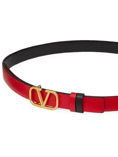 Valentino Garavani Women's Reversible Vlogo Signature Belt In Glossy Calfskin 20 MM - Black Pure Red | Thumbnail 4 Valentino Garavani Women's Reversible Vlogo Signature Belt In Glossy Calfskin 20 MM - Black Pure Red | Thumbnail 4