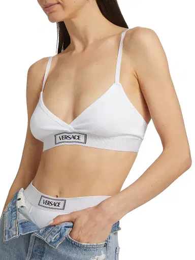 Versace Women's Rib-Knit Logo Bralette - White - Size XL | Thumbnail 5 Versace Women's Rib-Knit Logo Bralette - White - Size XL | Thumbnail 5