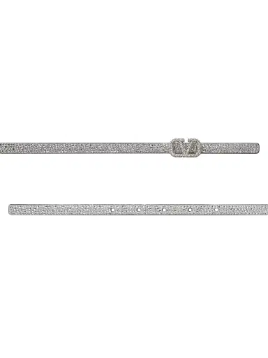 Valentino Garavani Women's VLogo Signature Belt With Crystals 10mm - Crystal | Thumbnail 3 Valentino Garavani Women's VLogo Signature Belt With Crystals 10mm - Crystal | Thumbnail 3