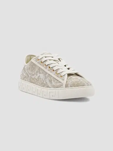 Versace Men's Barocco & Leather Low-Top Sneakers - Beige Multi - Size 6.5 | Thumbnail 2 Versace Men's Barocco & Leather Low-Top Sneakers - Beige Multi - Size 6.5 | Thumbnail 2