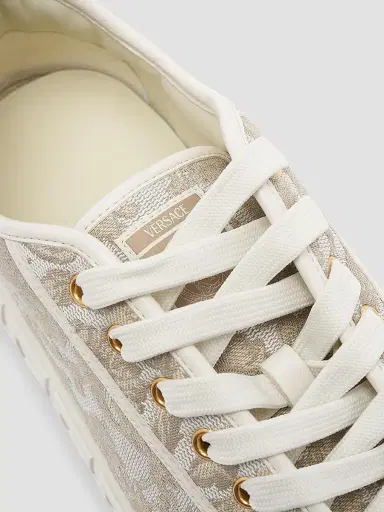 Versace Men's Barocco & Leather Low-Top Sneakers - Beige Multi - Size 6.5 | Thumbnail 6 Versace Men's Barocco & Leather Low-Top Sneakers - Beige Multi - Size 6.5 | Thumbnail 6