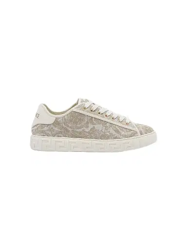 Versace Men's Barocco & Leather Low-Top Sneakers - Beige Multi - Size 6.5 | Thumbnail 1 Versace Men's Barocco & Leather Low-Top Sneakers - Beige Multi - Size 6.5 | Thumbnail 1