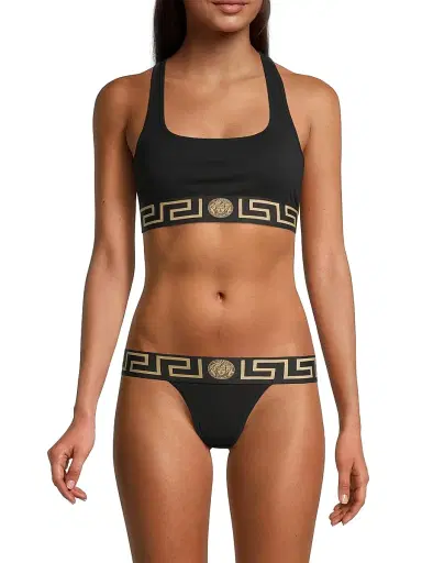 Versace Women's Greca Border Sports Bra - Black | Thumbnail 8 Versace Women's Greca Border Sports Bra - Black | Thumbnail 8