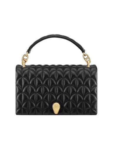 BVLGARI Women's Serpenti Cabochon Matelassé Leather Top Handle Bag - Black | Thumbnail 1 BVLGARI Women's Serpenti Cabochon Matelassé Leather Top Handle Bag - Black | Thumbnail 1