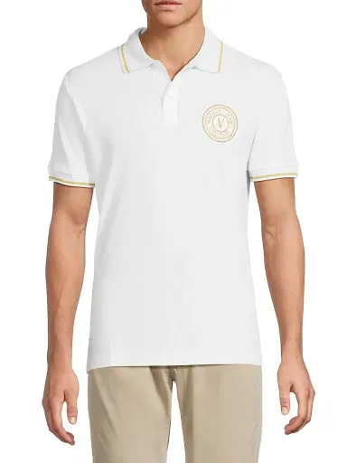 Versace Jeans Couture Men's Logo Cotton Polo Shirt - White Gold - Size XXL | Thumbnail 3 Versace Jeans Couture Men's Logo Cotton Polo Shirt - White Gold - Size XXL | Thumbnail 3