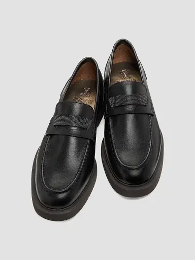 Brunello Cucinelli Women's Leather Penny Loafers - Nero | Thumbnail 4 Brunello Cucinelli Women's Leather Penny Loafers - Nero | Thumbnail 4