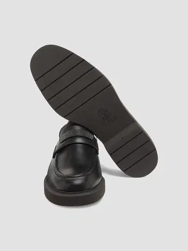 Brunello Cucinelli Women's Leather Penny Loafers - Nero | Thumbnail 5 Brunello Cucinelli Women's Leather Penny Loafers - Nero | Thumbnail 5