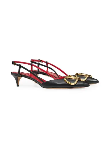 Valentino Garavani Women's VLogo Signature Calfskin Slingback Pumps 40MM - Black - Size 11.5 | Thumbnail 2 Valentino Garavani Women's VLogo Signature Calfskin Slingback Pumps 40MM - Black - Size 11.5 | Thumbnail 2