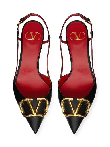 Valentino Garavani Women's VLogo Signature Calfskin Slingback Pumps 40MM - Black - Size 11.5 | Thumbnail 4 Valentino Garavani Women's VLogo Signature Calfskin Slingback Pumps 40MM - Black - Size 11.5 | Thumbnail 4