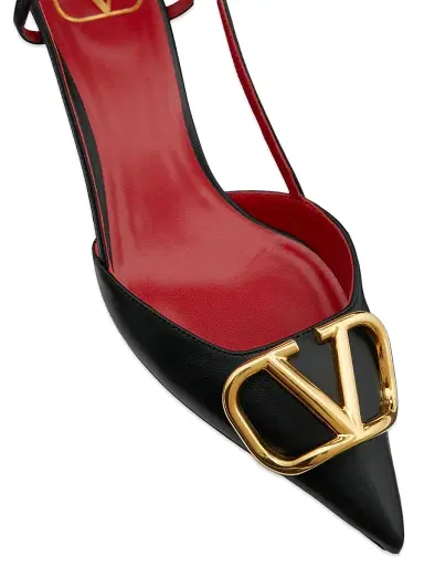 Valentino Garavani Women's VLogo Signature Calfskin Slingback Pumps 40MM - Black - Size 11.5 | Thumbnail 5 Valentino Garavani Women's VLogo Signature Calfskin Slingback Pumps 40MM - Black - Size 11.5 | Thumbnail 5