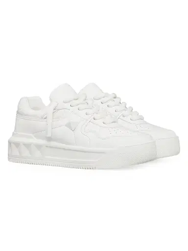 Valentino Garavani Men's One Stud XL Nappa Leather Low Top Sneakers - White | Thumbnail 2 Valentino Garavani Men's One Stud XL Nappa Leather Low Top Sneakers - White | Thumbnail 2