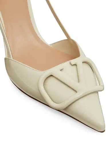 Valentino Garavani Women's VLogo 80MM Signature Patent Leather Slingback Pumps - Rose Cannelle | Thumbnail 11 Valentino Garavani Women's VLogo 80MM Signature Patent Leather Slingback Pumps - Rose Cannelle | Thumbnail 11