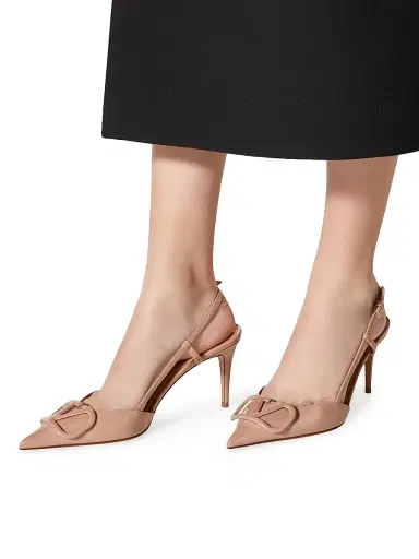 Valentino Garavani Women's VLogo 80MM Signature Patent Leather Slingback Pumps - Rose Cannelle | Thumbnail 6 Valentino Garavani Women's VLogo 80MM Signature Patent Leather Slingback Pumps - Rose Cannelle | Thumbnail 6