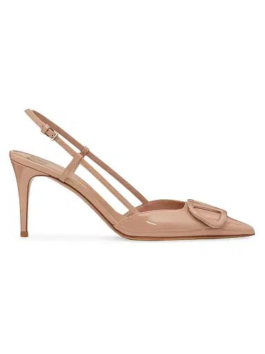 Valentino Garavani Women's VLogo 80MM Signature Patent Leather Slingback Pumps - Rose Cannelle | Thumbnail 1 Valentino Garavani Women's VLogo 80MM Signature Patent Leather Slingback Pumps - Rose Cannelle | Thumbnail 1