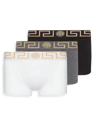 Versace Men's Logo Boxers Set - Black Grey White | Thumbnail 1 Versace Men's Logo Boxers Set - Black Grey White | Thumbnail 1