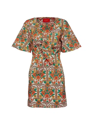 La DoubleJ Women's Peek-a-Boo Mini Dress - Corte White Rust | Thumbnail 1 La DoubleJ Women's Peek-a-Boo Mini Dress - Corte White Rust | Thumbnail 1